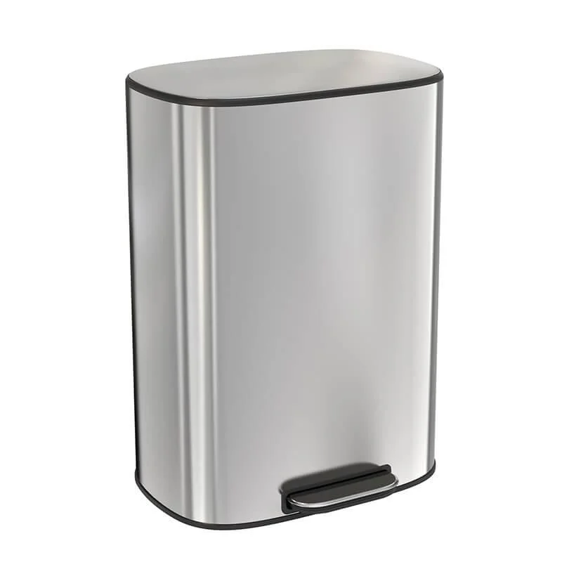 50L Silver 13 Gallon Trash Can with Soft Close Lid - Stainless Steel Ellipse -Bathlova