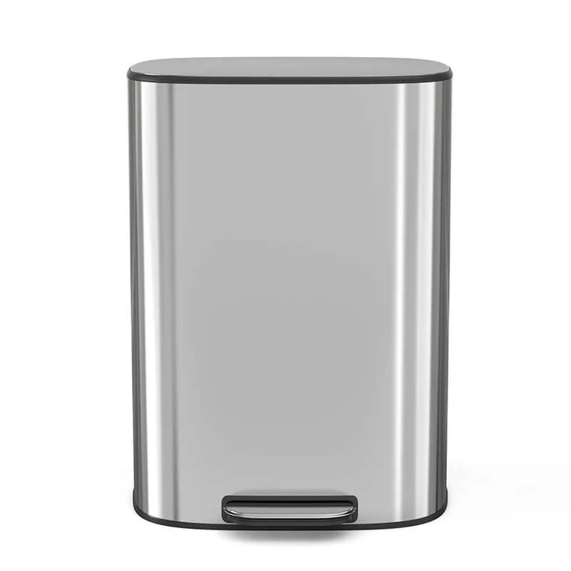 50L Silver 13 Gallon Trash Can with Soft Close Lid - Stainless Steel Ellipse -Bathlova