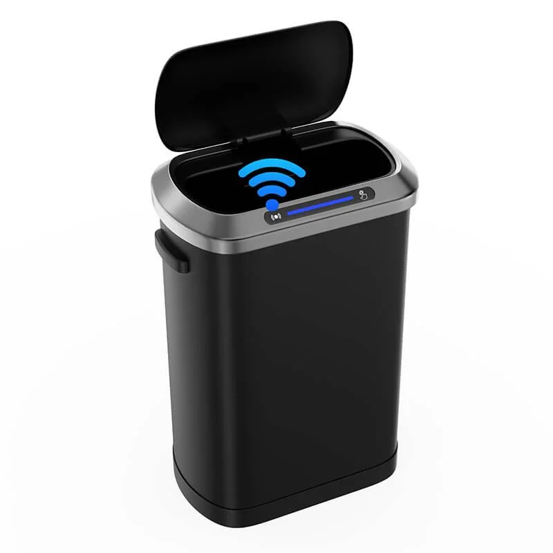 50L Smart 13 Gallon Trash Can with Soft-Close Lid - Black Automatic Motion Sensor Trash Can -Bathlova