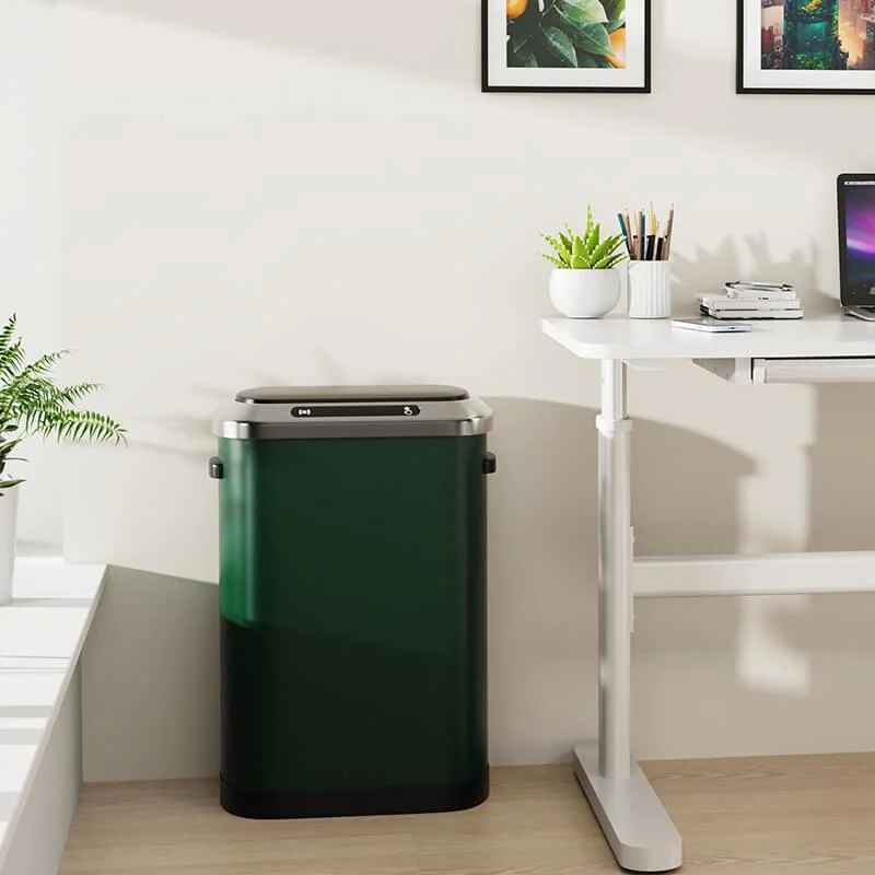 50L Smart 13 Gallon Trash Can with Soft-Close Lid - Green Automatic Trash Can -Bathlova