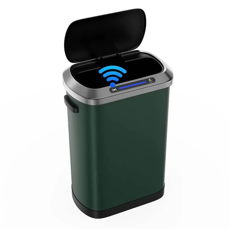 50L Smart 13 Gallon Trash Can with Soft-Close Lid - Green Automatic Trash Can -Bathlova