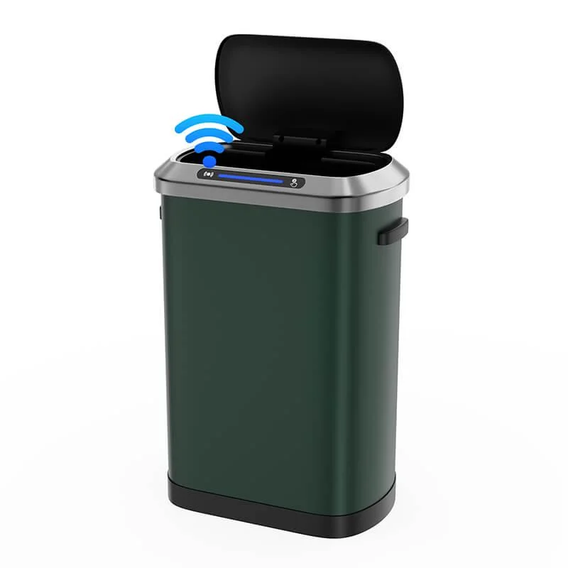 50L Smart 13 Gallon Trash Can with Soft-Close Lid - Green Automatic Trash Can -Bathlova