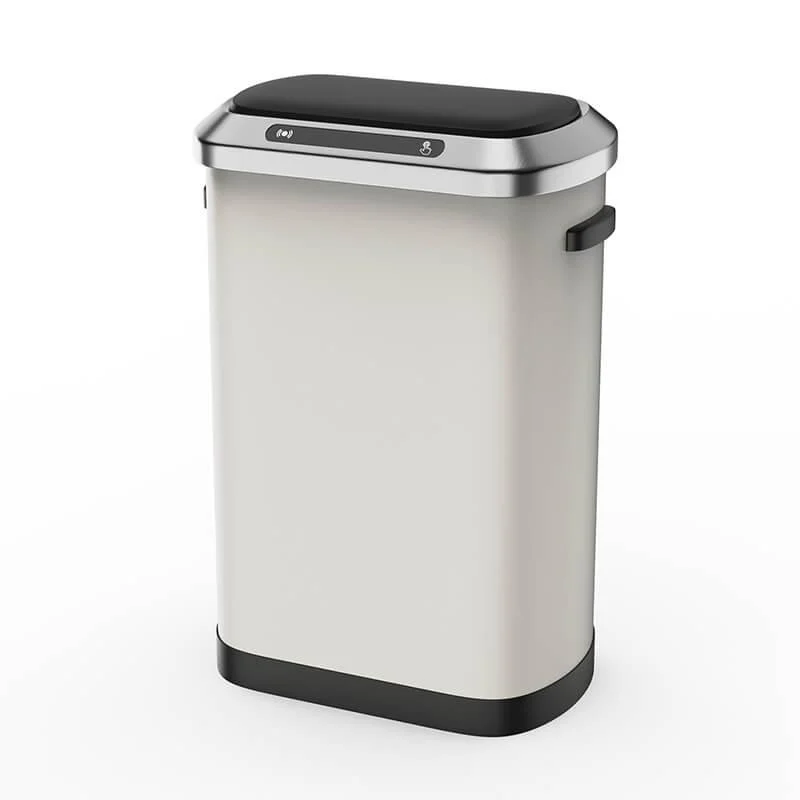 50L Smart 13 Gallon Trash Can with Soft-Close Lid - White Automatic Rectangular Trash Can -Bathlova