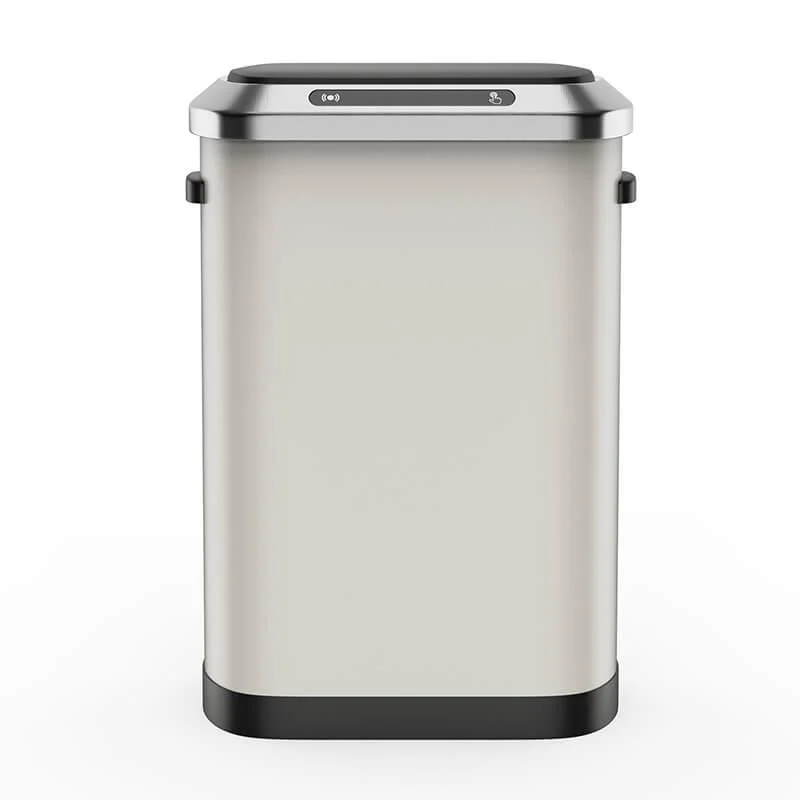 50L Smart 13 Gallon Trash Can with Soft-Close Lid - White Automatic Rectangular Trash Can -Bathlova