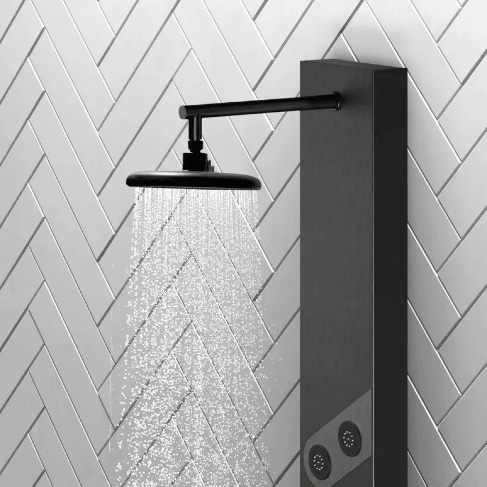 55" Black Rainfall Shower Panel with Handheld Shower Adjustable Shower Head & Body Jets -Bathlova