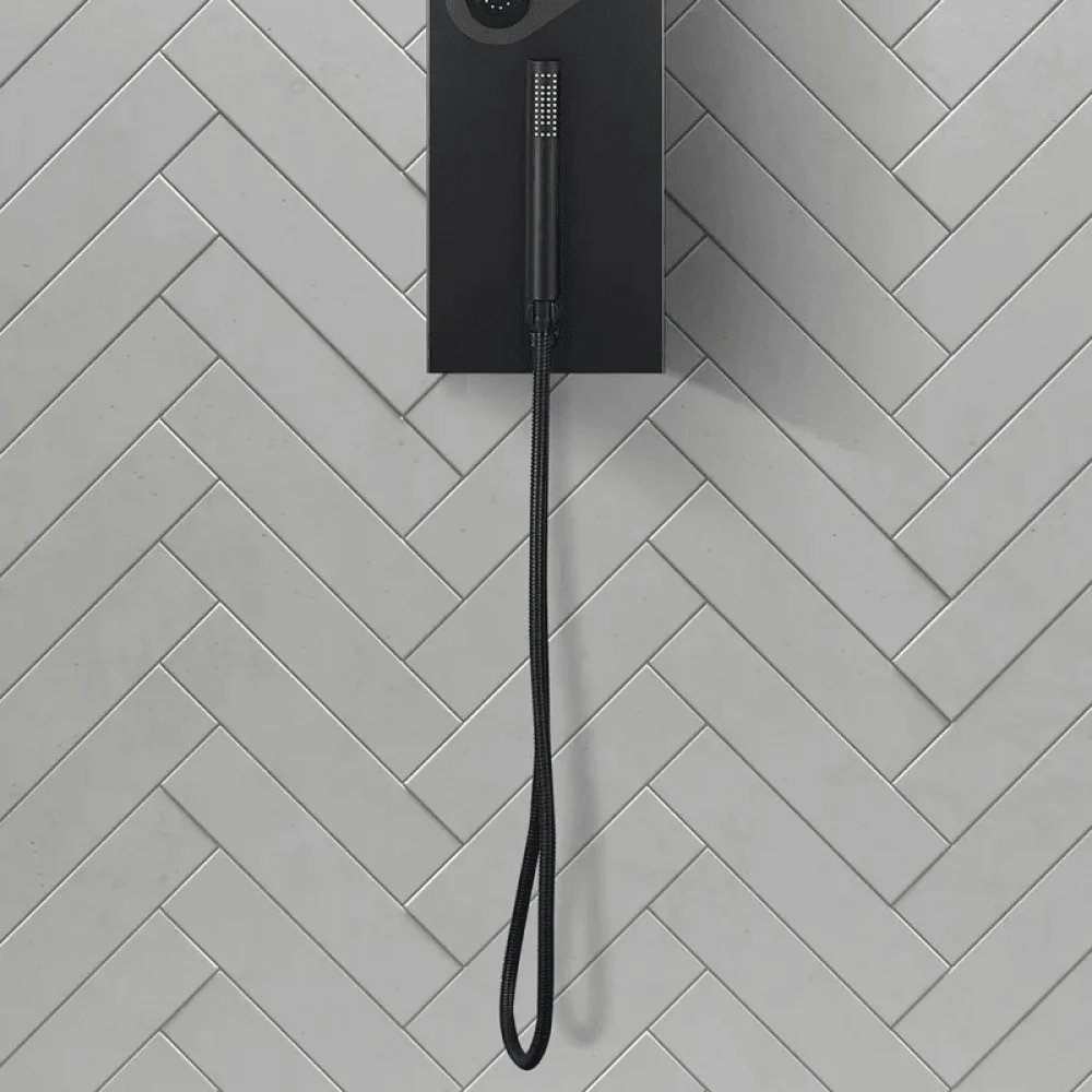 55" Black Rainfall Shower Panel with Handheld Shower Adjustable Shower Head & Body Jets -Bathlova