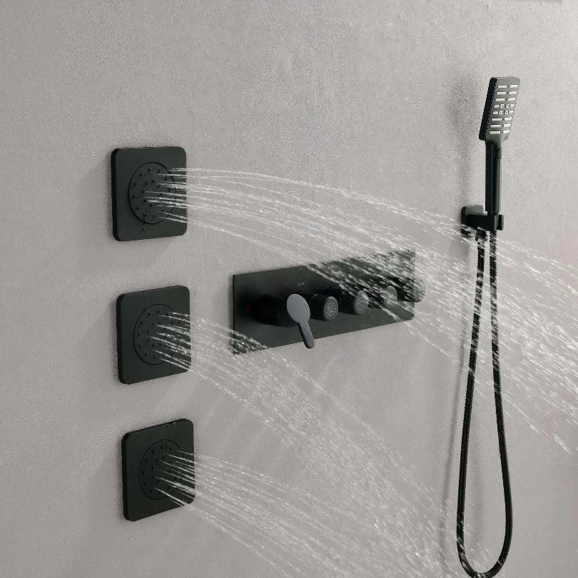 59" Wall-Mounted Rain Shower System With 3 Body Sprays & Handheld Shower - Black -Bathlova