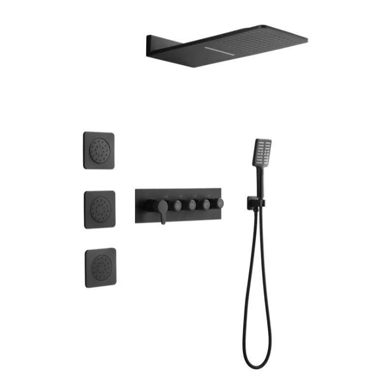 59" Wall-Mounted Rain Shower System With 3 Body Sprays & Handheld Shower - Black -Bathlova