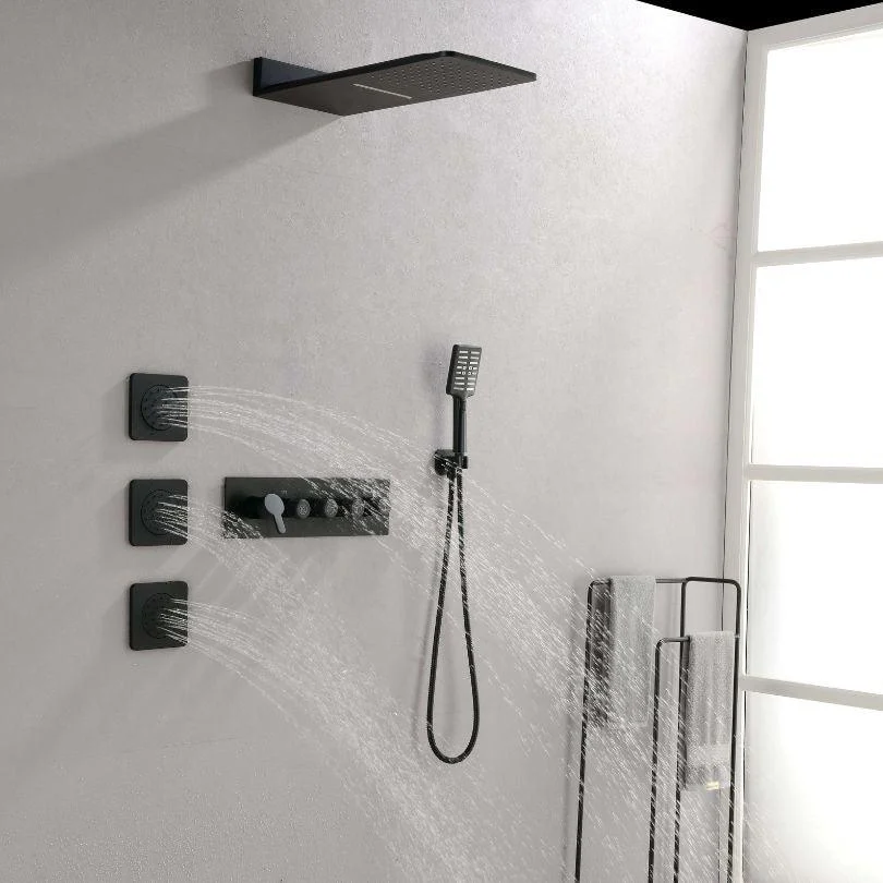 59" Wall-Mounted Rain Shower System With 3 Body Sprays & Handheld Shower - Black -Bathlova