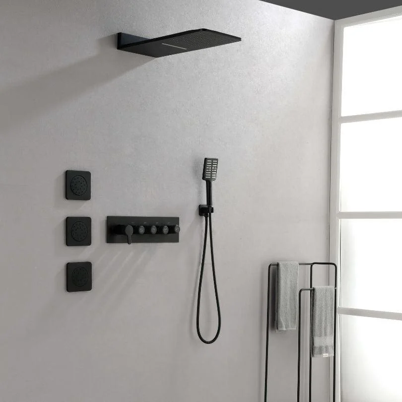 59" Wall-Mounted Rain Shower System With 3 Body Sprays & Handheld Shower - Black -Bathlova