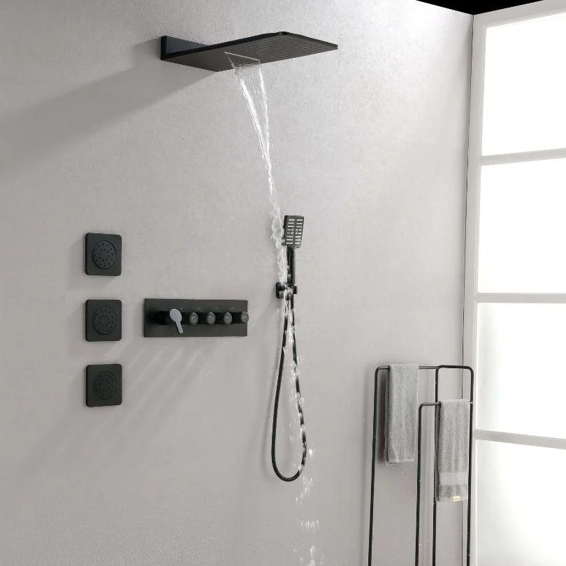 59" Wall-Mounted Rain Shower System With 3 Body Sprays & Handheld Shower - Black -Bathlova