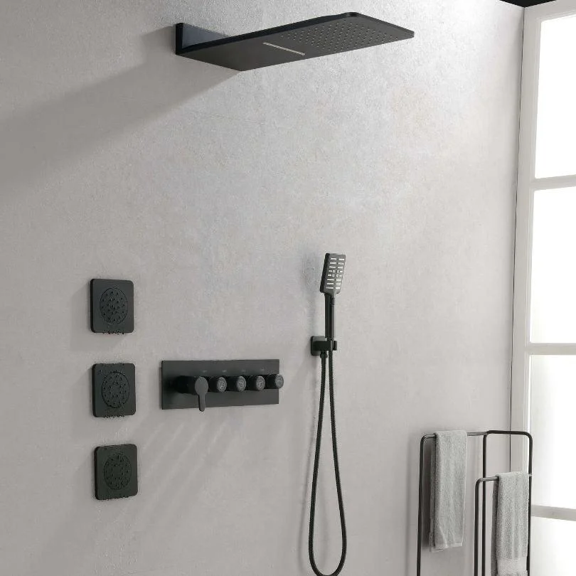 59" Wall-Mounted Rain Shower System With 3 Body Sprays & Handheld Shower - Black -Bathlova