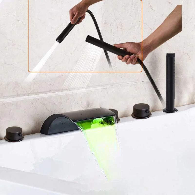 5pc Widespread Bath Tub Sink Tap Waterfall Tap Shower Mixer Set -Bathlova