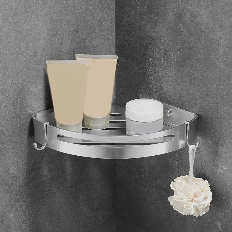 6-Piece Bathroom Hardware Set in Silver with Bath Shelf/Robe Hooks/Towel Bar -Bathlova