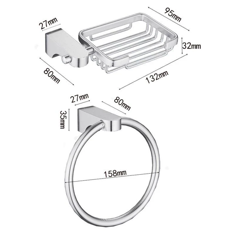 6-Piece Chrome Bathroom Accessory as Individual or as a Set with Towel Ring Bar -Bathlova