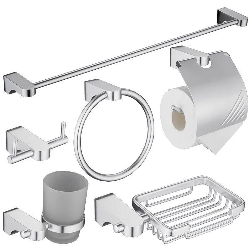 6-Piece Chrome Bathroom Accessory as Individual or as a Set with Towel Ring Bar -Bathlova