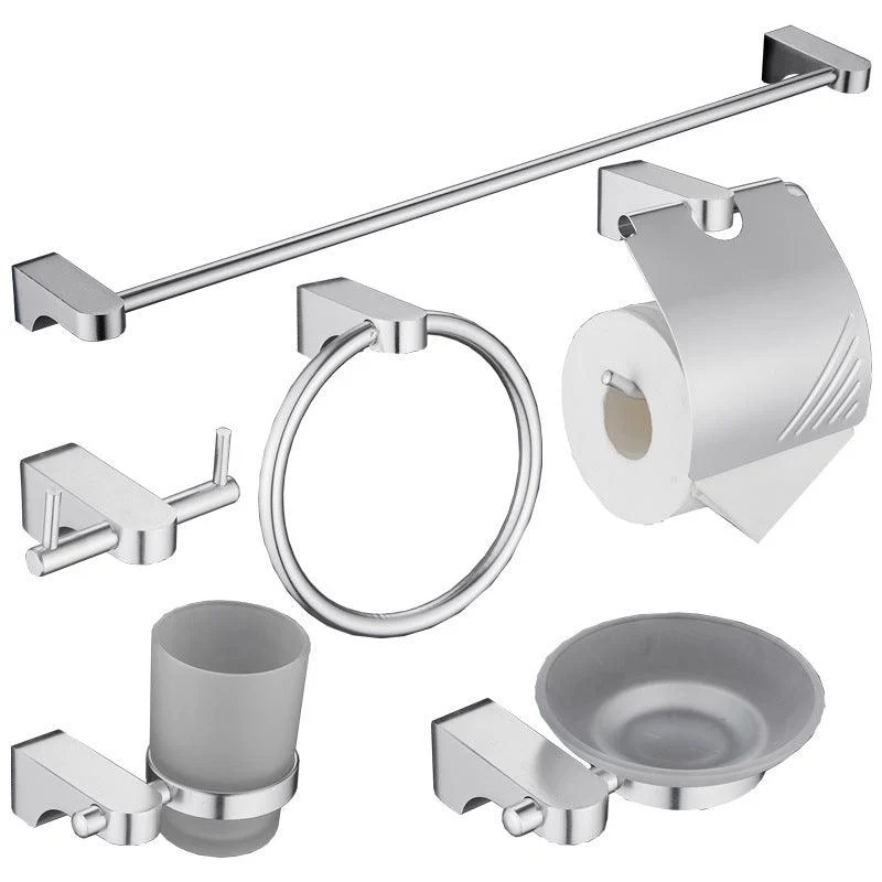 6-Piece Chrome Bathroom Accessory as Individual or as a Set with Towel Ring Bar -Bathlova