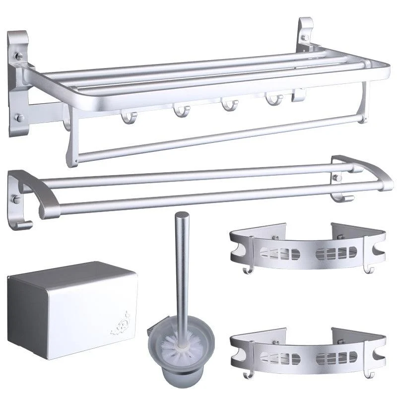 6-Piece Modern Bath Hardware Set in Aluminum with Towel Bar/Paper Holder -Bathlova