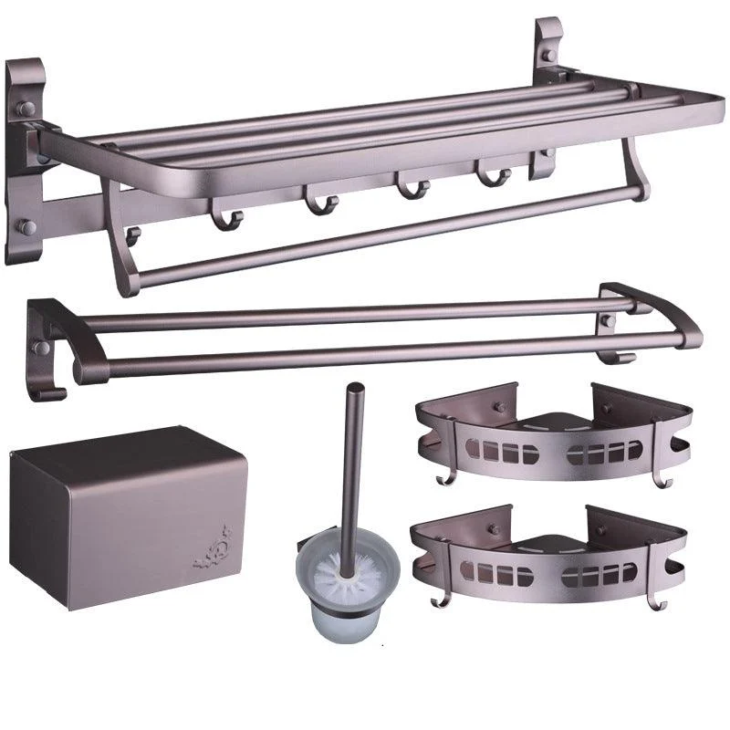 6-Piece Modern Bath Hardware Set in Aluminum with Towel Bar/Paper Holder -Bathlova