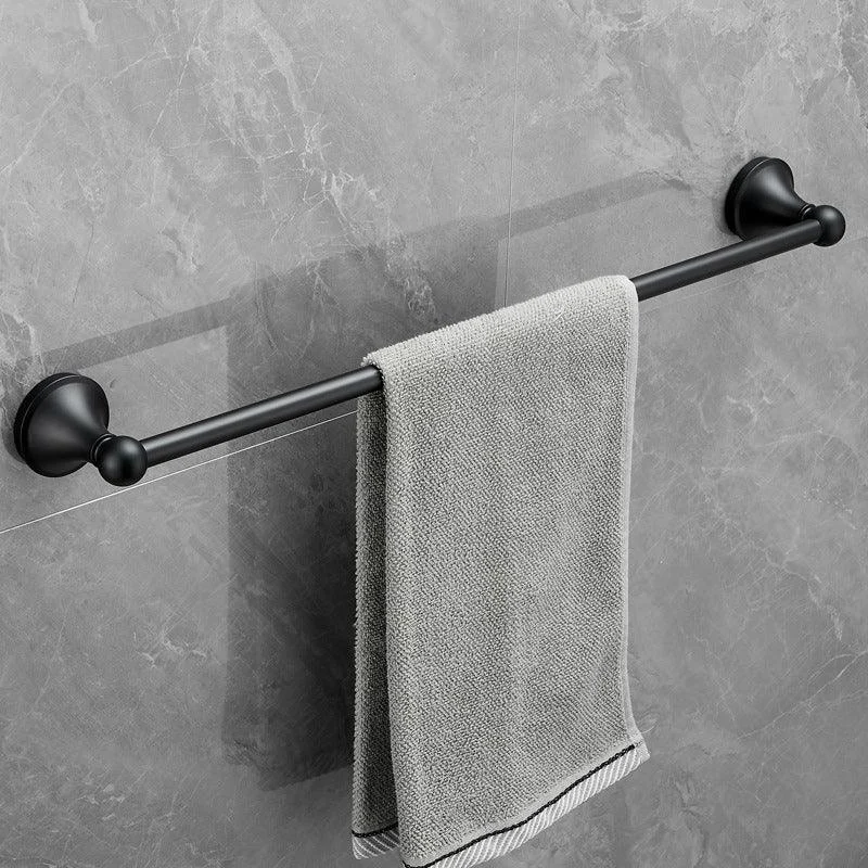 6-Piece Modern Bath Hardware Set in Stainless Steel Matte Black Robe Hooks/Towel Ring Bar -Bathlova