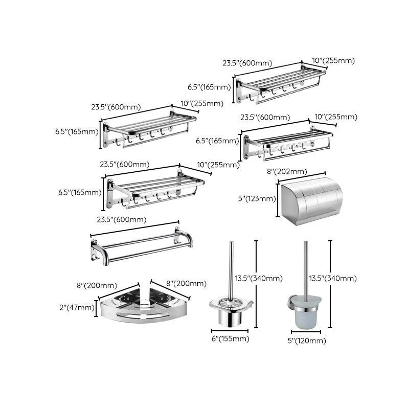 6-Piece Stainless Steel Modern Bathroom Accessory as Individual or as a Set -Bathlova