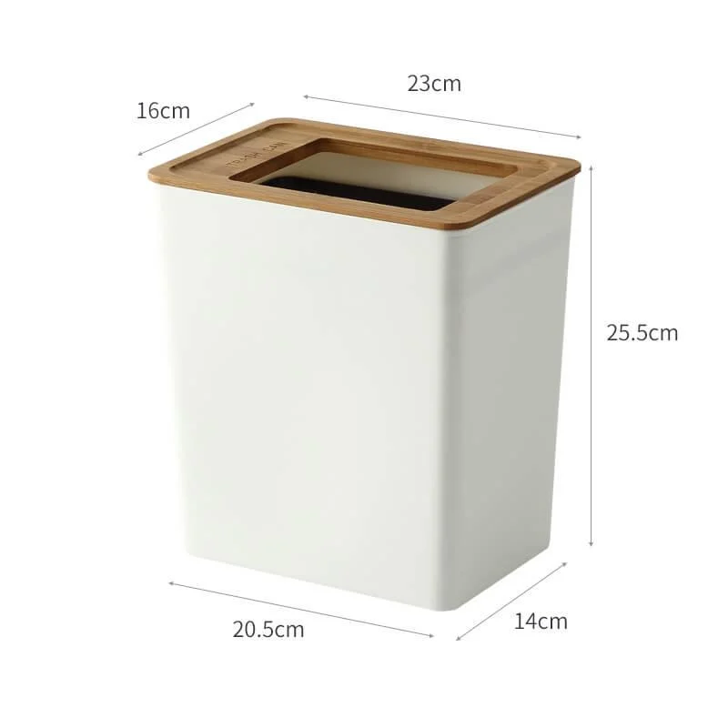 7.5/9L Rectangular Bamboo Lid Trash Can -Bathlova