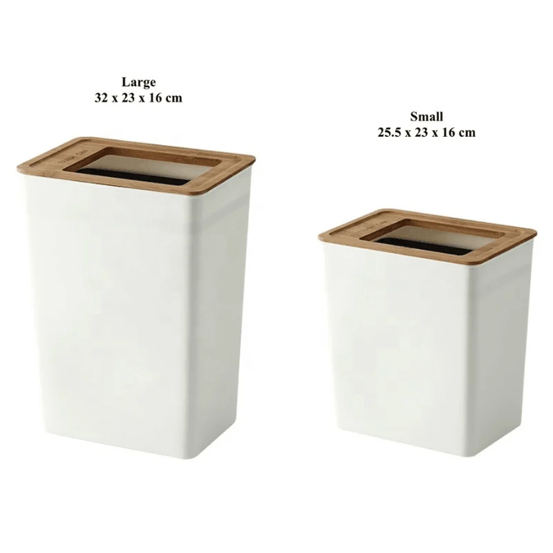 7.5/9L Rectangular Bamboo Lid Trash Can -Bathlova