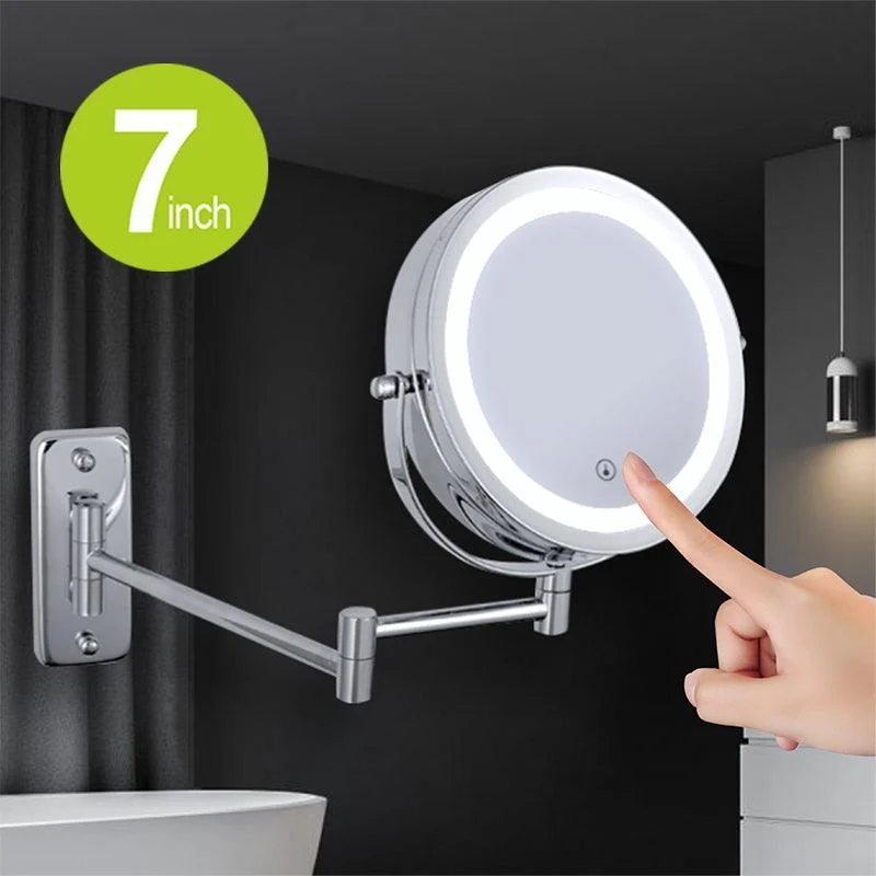 7 Inch Folding Arm Extend Double Side Bathroom Mirror With LED Light -Bathlova