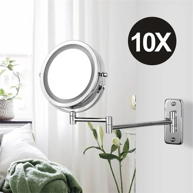 7 Inch Folding Arm Extend Double Side Bathroom Mirror With LED Light -Bathlova