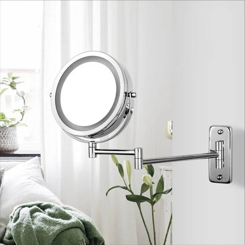 7 Inch Folding Arm Extend Double Side Bathroom Mirror With LED Light -Bathlova