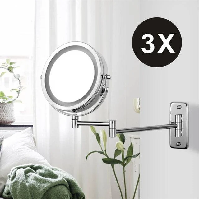 7 Inch Folding Arm Extend Double Side Bathroom Mirror With LED Light -Bathlova