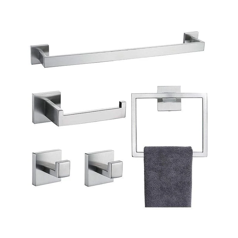 7-Piece Bath Hardware Set in Stainless Steel with Paper Holder/Robe Hooks/Towel Ring Bar -Bathlova