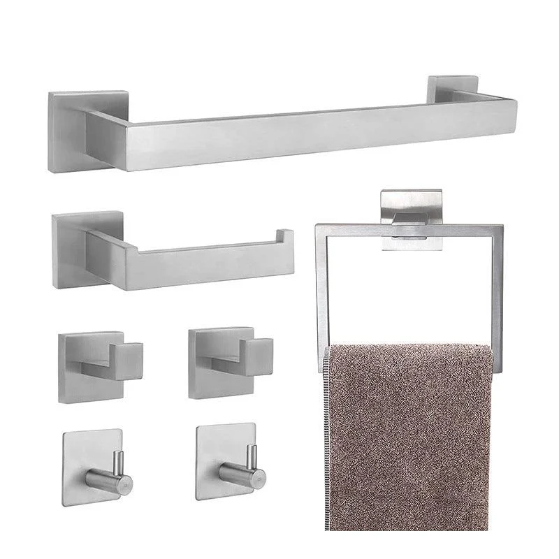 7-Piece Bath Hardware Set in Stainless Steel with Paper Holder/Robe Hooks/Towel Ring Bar -Bathlova