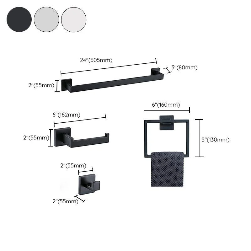 7-Piece Bath Hardware Set in Stainless Steel with Paper Holder/Robe Hooks/Towel Ring Bar -Bathlova