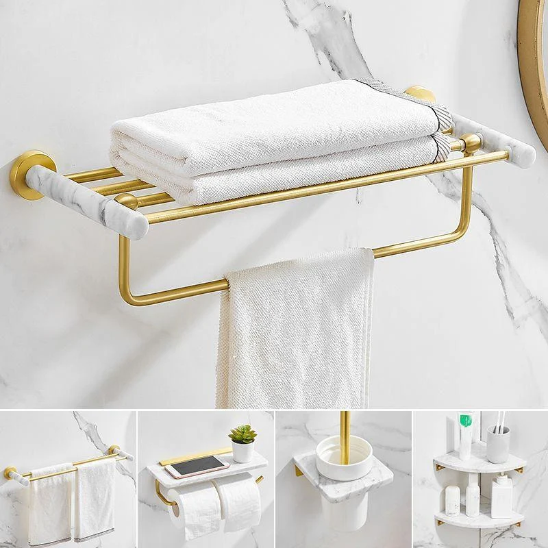 7 Piece Bathroom Accessory Set Marble and Metal Bathroom Hardware -Bathlova