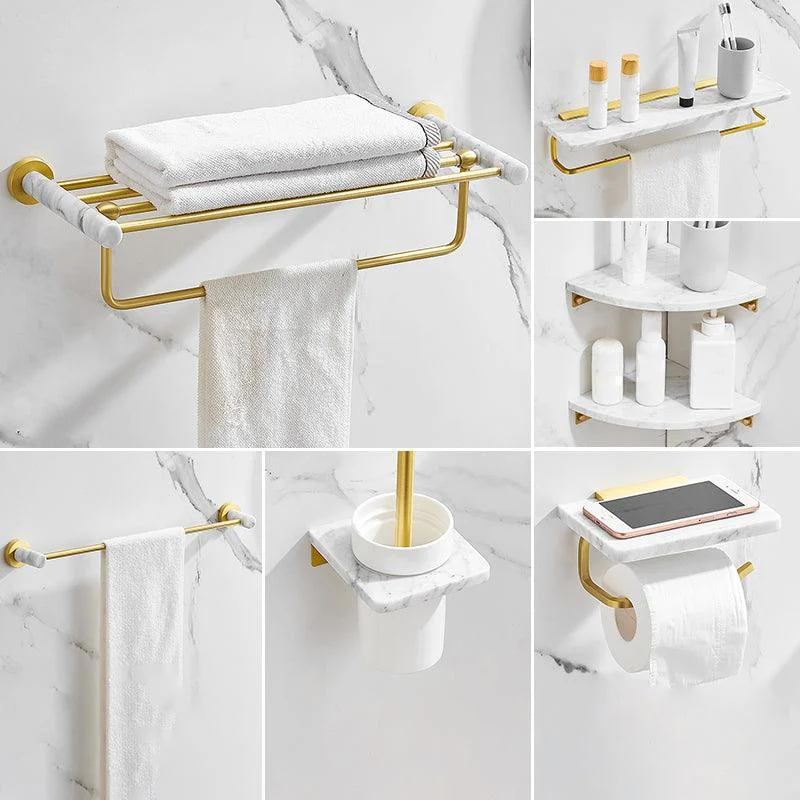 7 Piece Bathroom Accessory Set Marble and Metal Bathroom Hardware -Bathlova