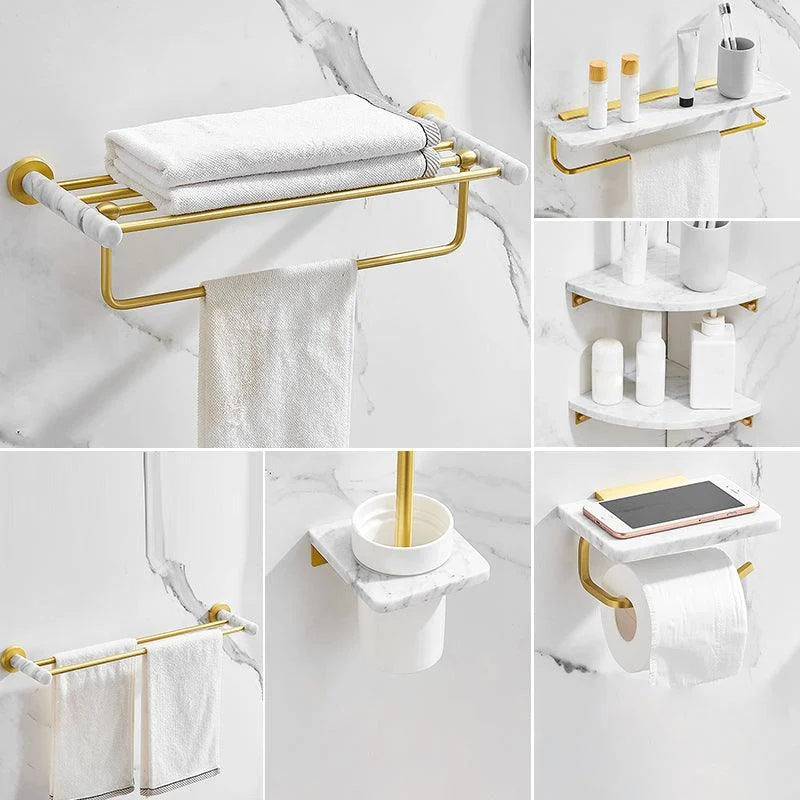 7 Piece Bathroom Accessory Set Marble and Metal Bathroom Hardware -Bathlova