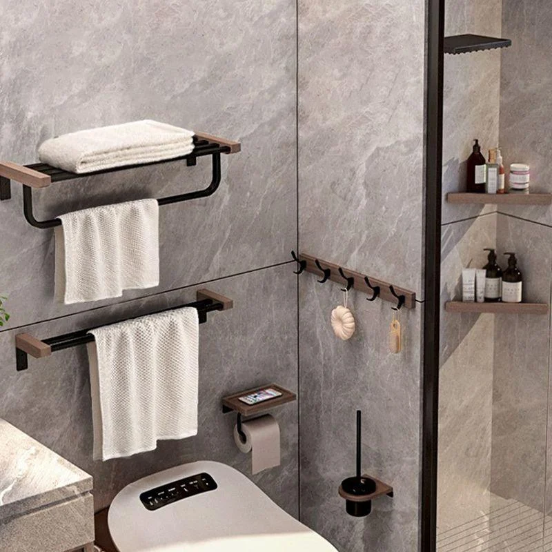 7-Piece Bathroom Accessory Set Metal Bathroom Set with Wood Accents -Bathlova