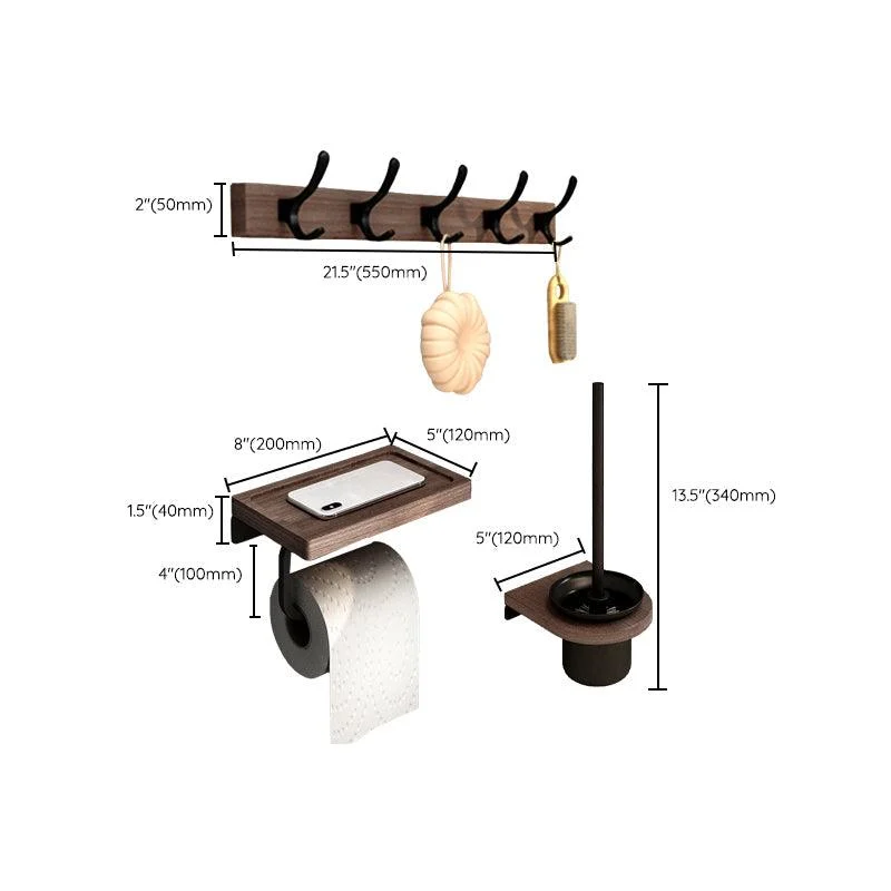 7-Piece Bathroom Accessory Set Metal Bathroom Set with Wood Accents -Bathlova