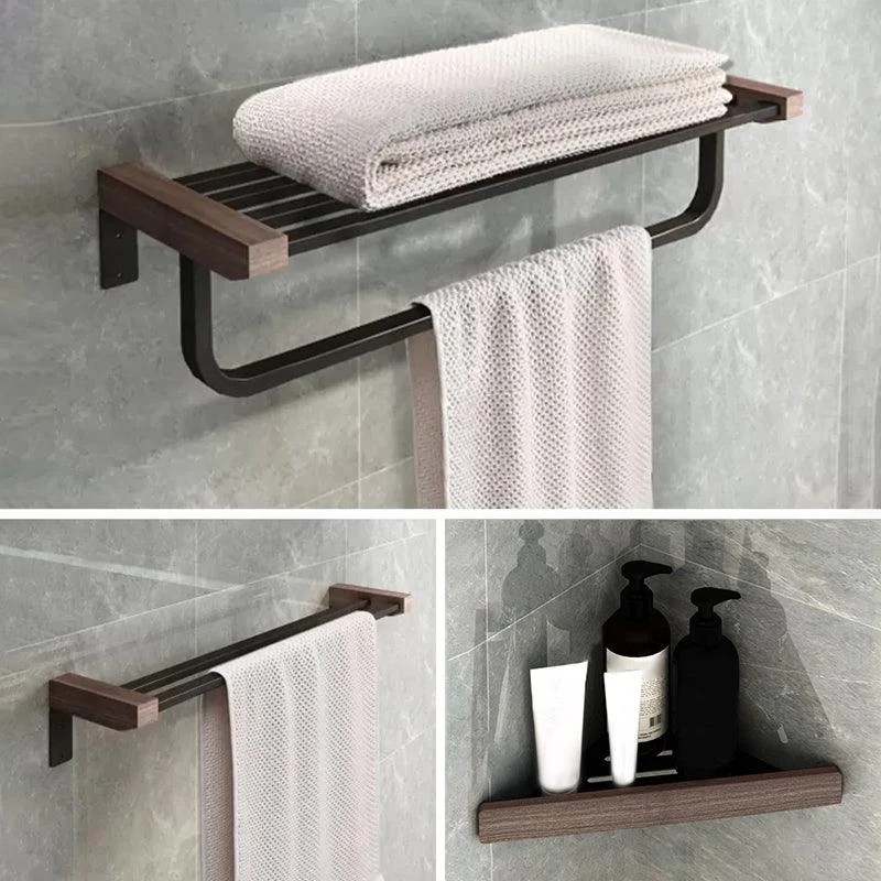 7-Piece Bathroom Accessory Set Metal Bathroom Set with Wood Accents -Bathlova