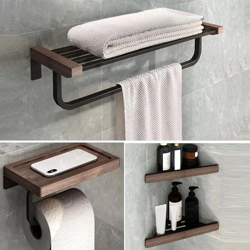 7-Piece Bathroom Accessory Set Metal Bathroom Set with Wood Accents -Bathlova