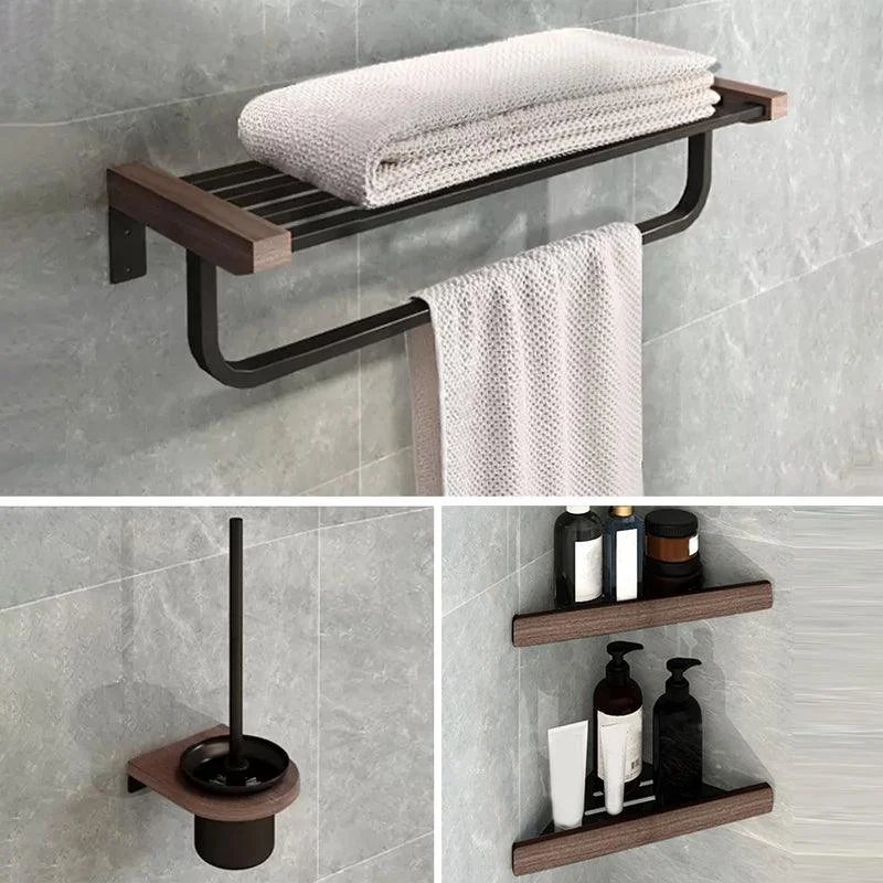 7-Piece Bathroom Accessory Set Metal Bathroom Set with Wood Accents -Bathlova