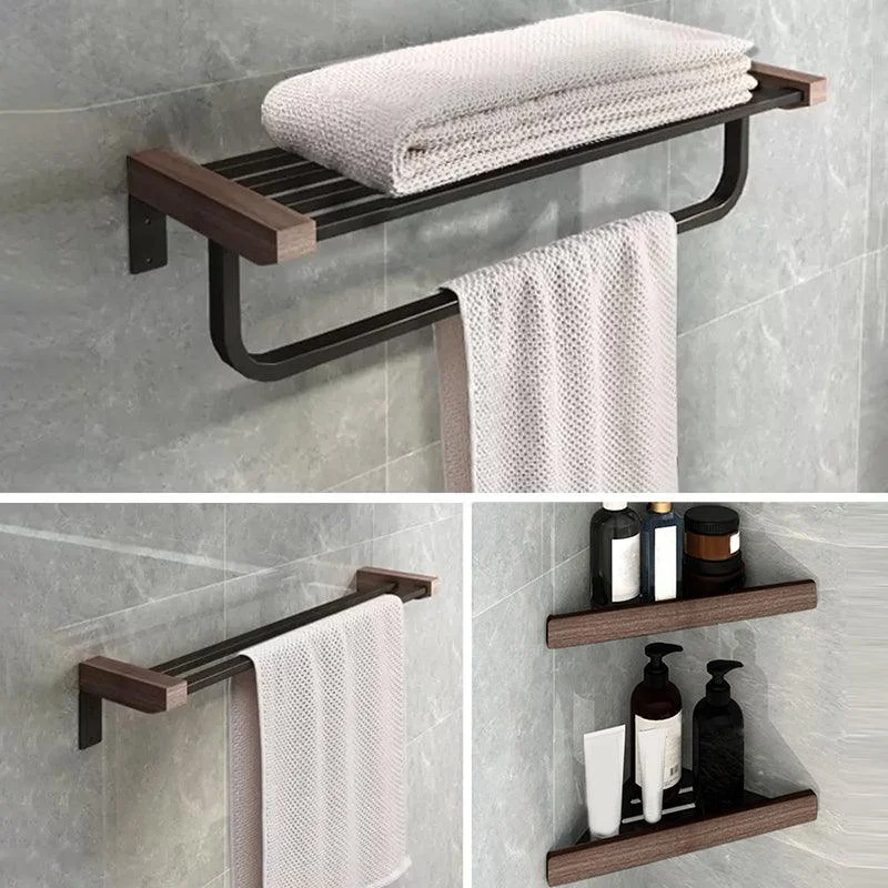 7-Piece Bathroom Accessory Set Metal Bathroom Set with Wood Accents -Bathlova