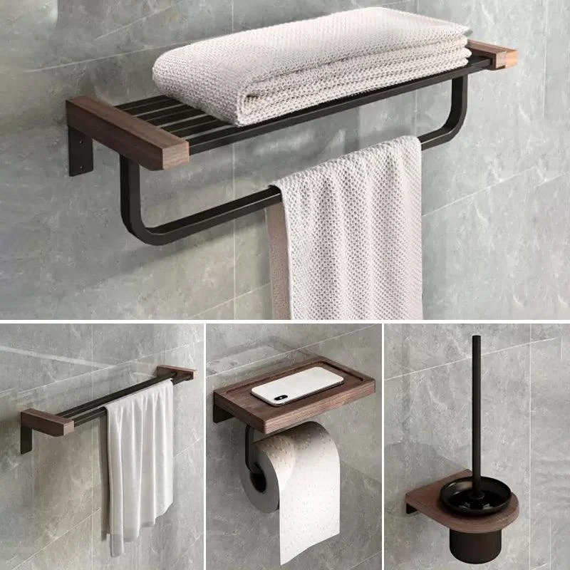 7-Piece Bathroom Accessory Set Metal Bathroom Set with Wood Accents -Bathlova