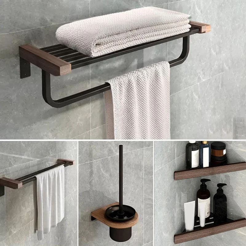 7-Piece Bathroom Accessory Set Metal Bathroom Set with Wood Accents -Bathlova