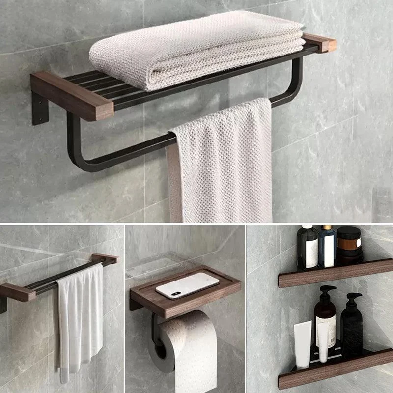 7-Piece Bathroom Accessory Set Metal Bathroom Set with Wood Accents -Bathlova