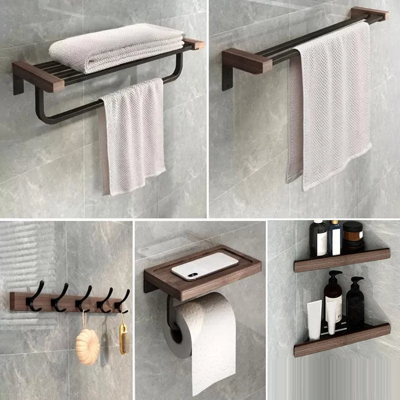 7-Piece Bathroom Accessory Set Metal Bathroom Set with Wood Accents -Bathlova