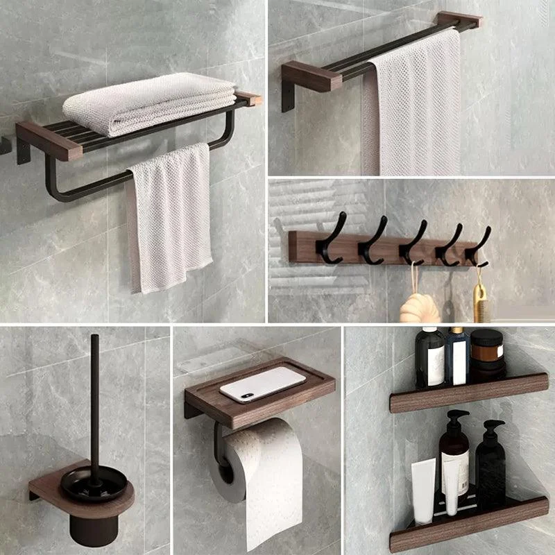 7-Piece Bathroom Accessory Set Metal Bathroom Set with Wood Accents -Bathlova