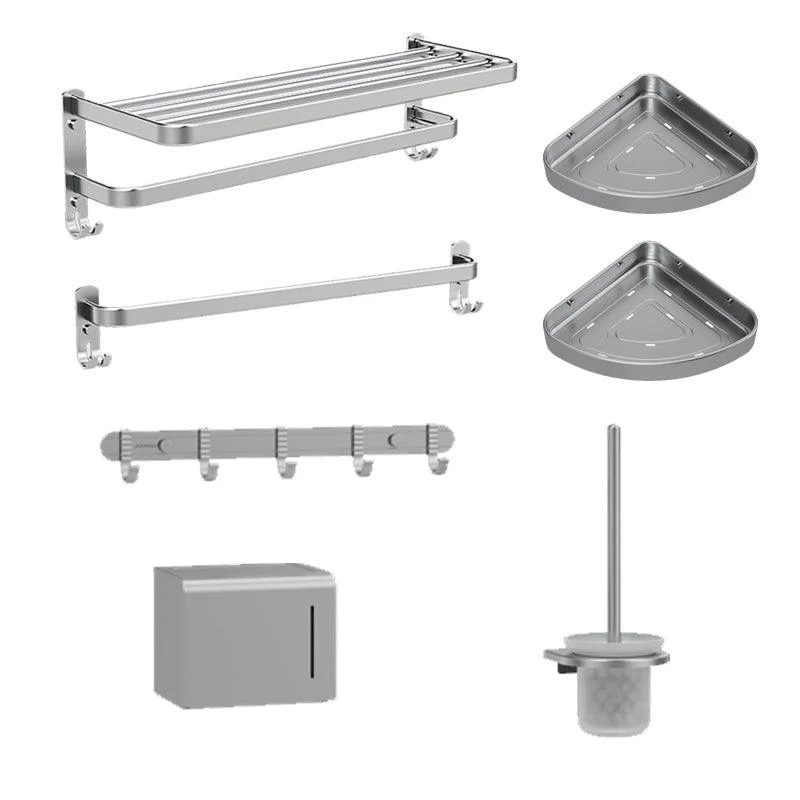 7 Piece Bathroom Accessory Set Modern Aluminum Bathroom Set in Silver -Bathlova