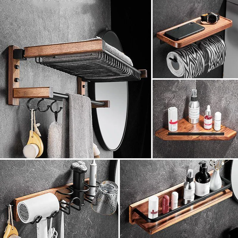 7 Piece Bathroom Accessory Set Wood and Metal Bathroom Accessories Hardware Set -Bathlova